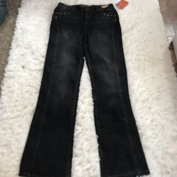Girls black denim and plaid jeans NWT - Picture 4 of 8